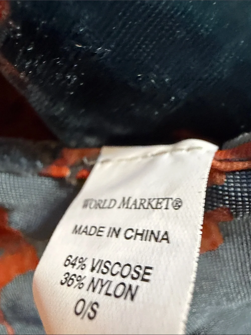 Cost Plus World Market Black Velvet Jacket with Orange Floral Print